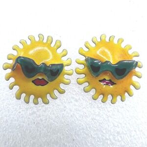 Vintage Lunch At The Ritz LATR Earrings Sun Shades‎ Sunglasses Post Diameter 1"